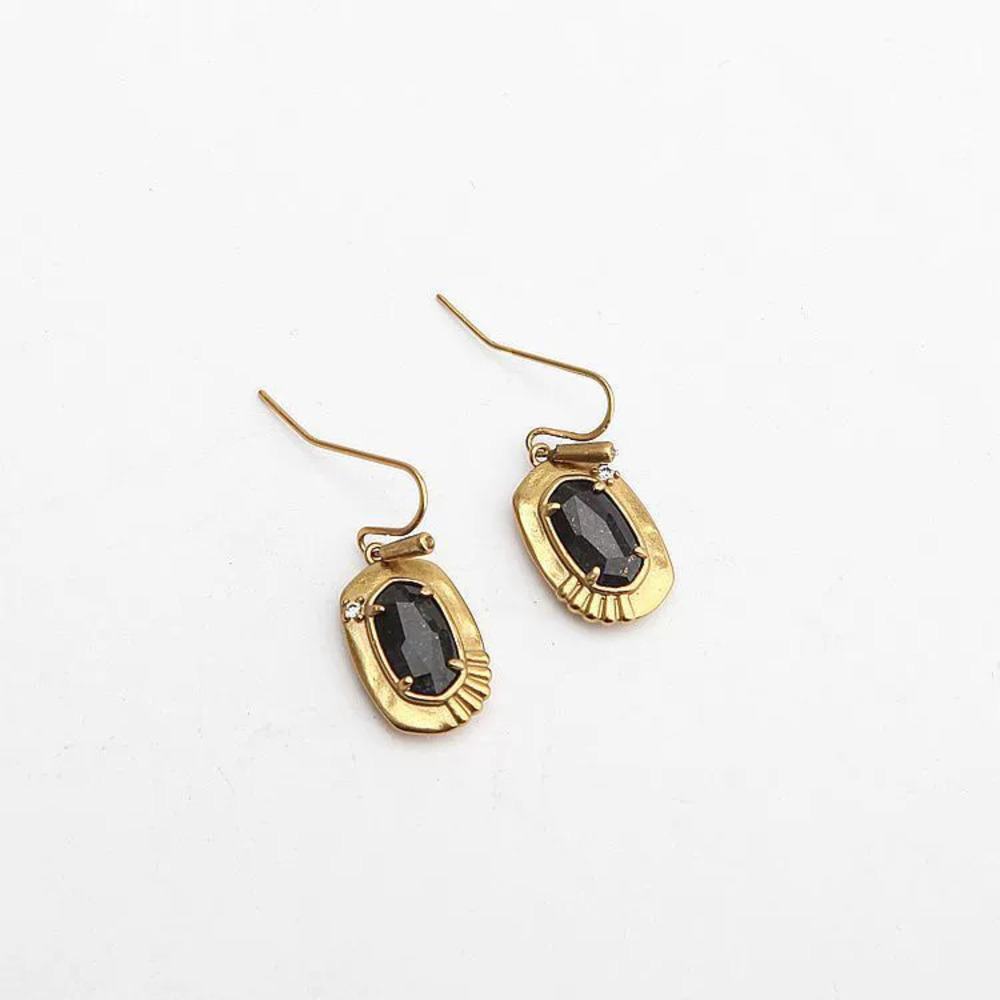 Kendra Scott Small Antique Gold Black Pyrite Earrings